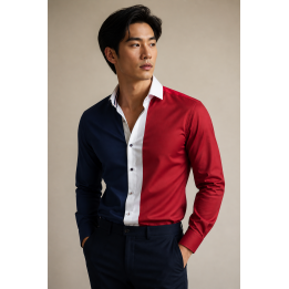 Men’s Tricolor Italian Collar Shirt
